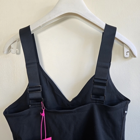 New Terez TLC Wide Strap One Piece Activewear Jet Black Bodysuit 2892 NWT - Picture 6 of 8